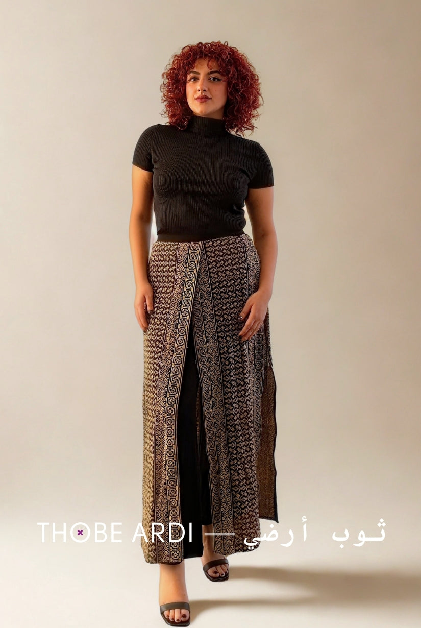 Tatreez Beige Pant Skirt – Thobe Ardi
