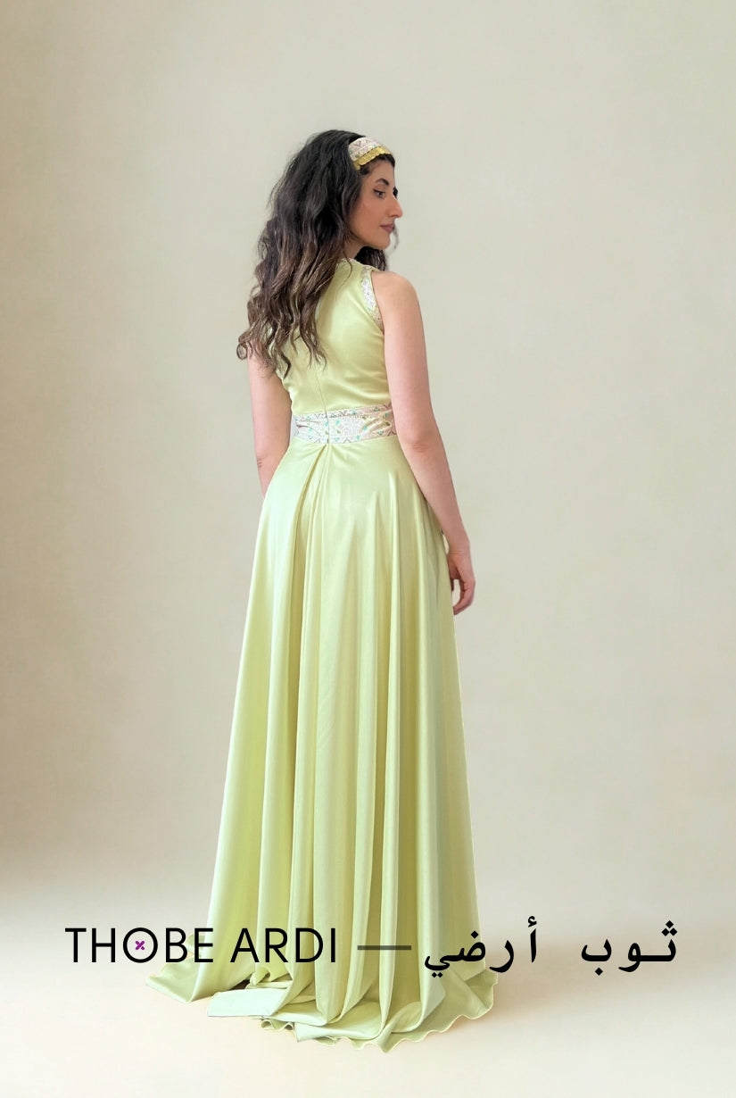 Lemon Tatreez Evening Gown