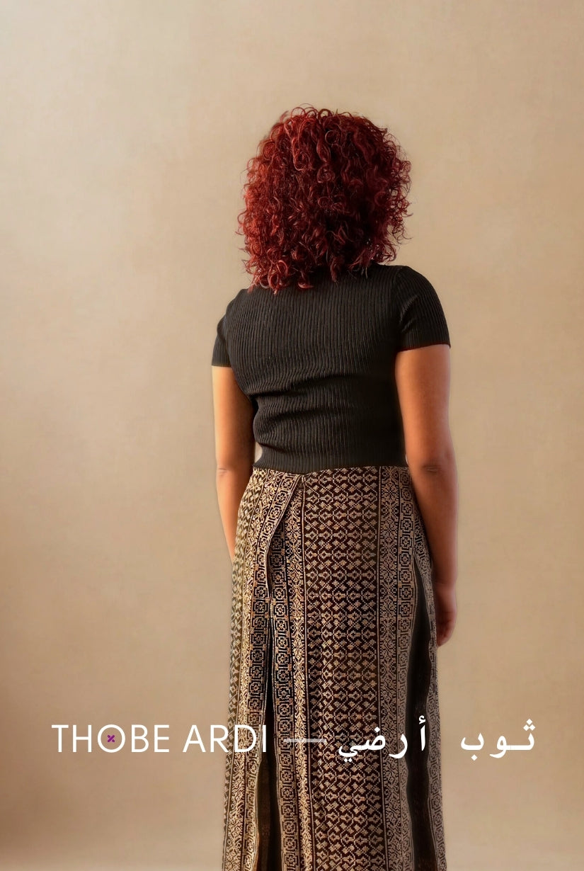 Tatreez Beige Pant Skirt – Thobe Ardi