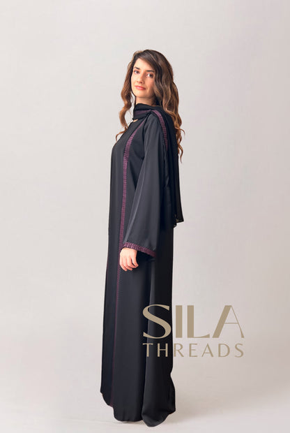 Essential Purple Embroidery Abaya