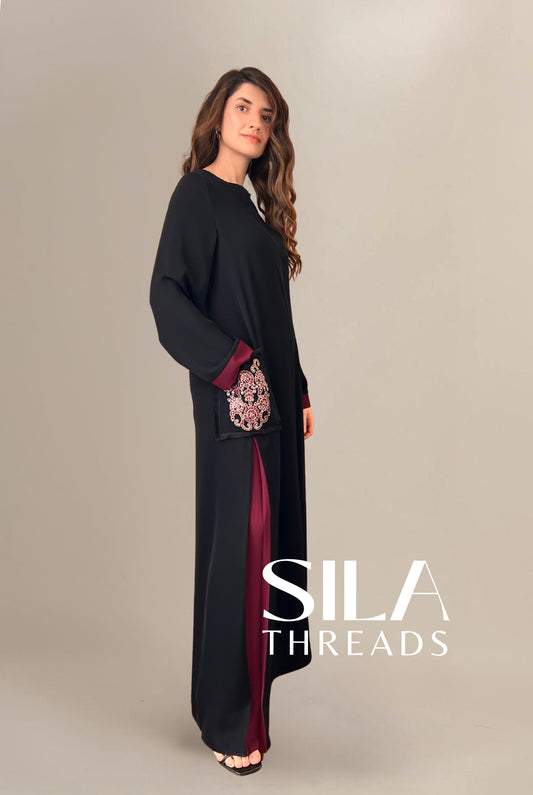 Maroon Pocket Abaya