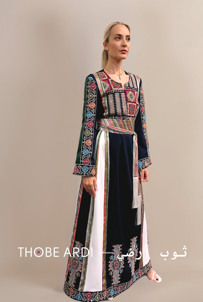 Asymmetric Navy Palestinian Thobe