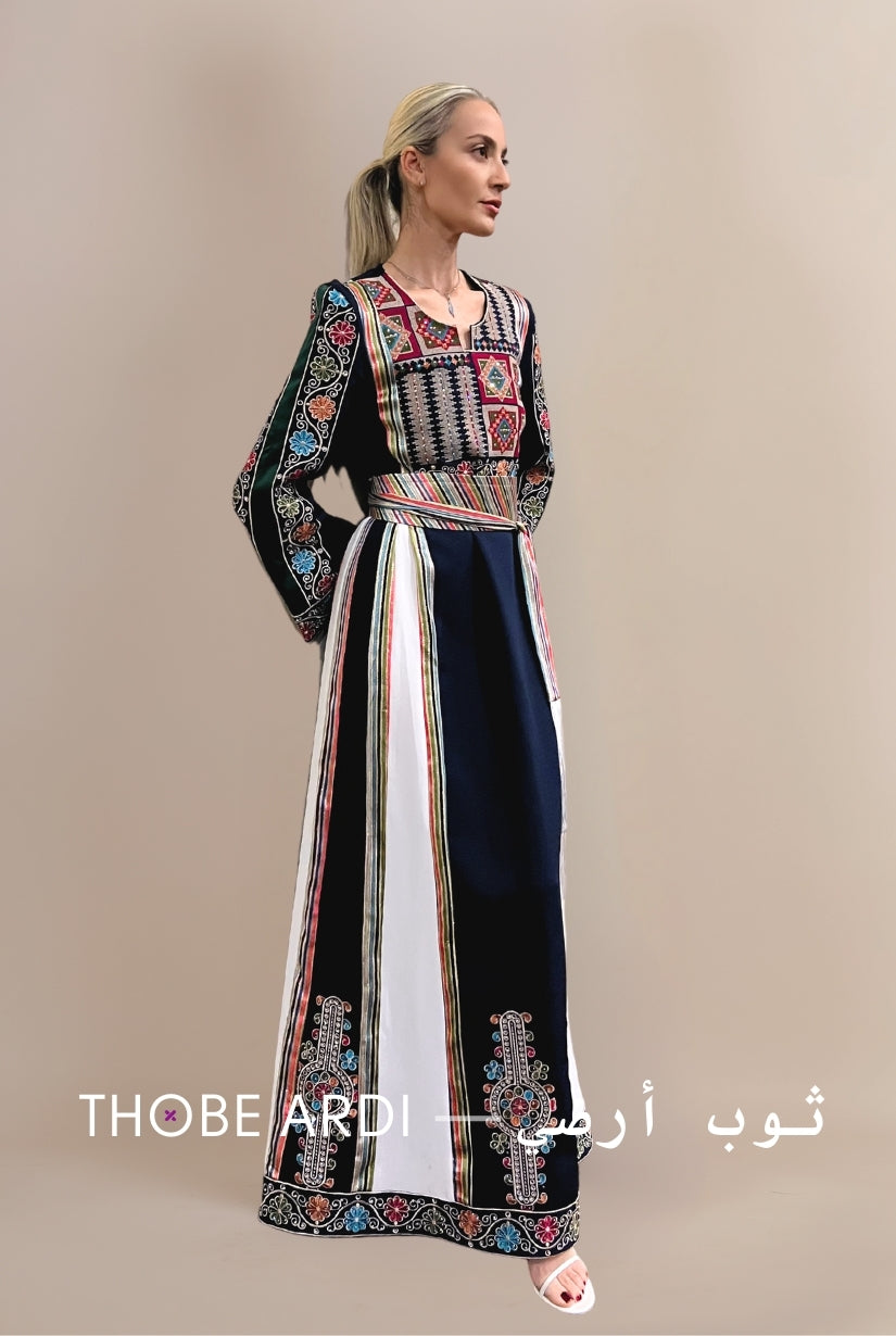 Asymmetric Navy Palestinian Thobe