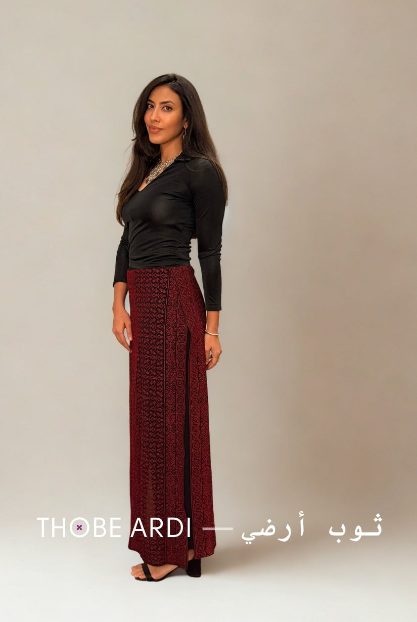 Tatreez Maroon Pant Skirt