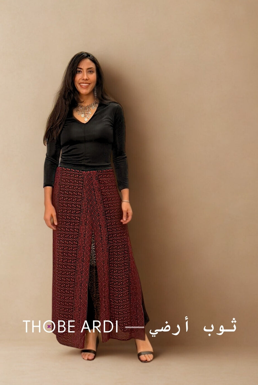 Tatreez Maroon Pant Skirt