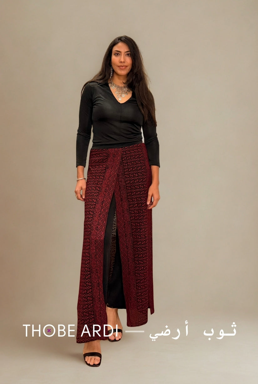 Tatreez Maroon Pant Skirt – Thobe Ardi
