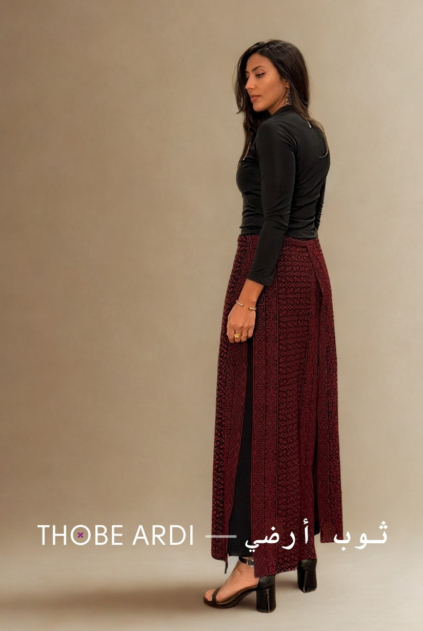 Tatreez Maroon Pant Skirt