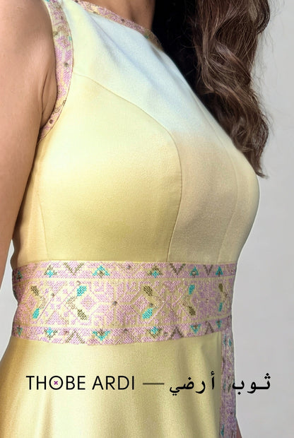 Lemon Tatreez Evening Gown