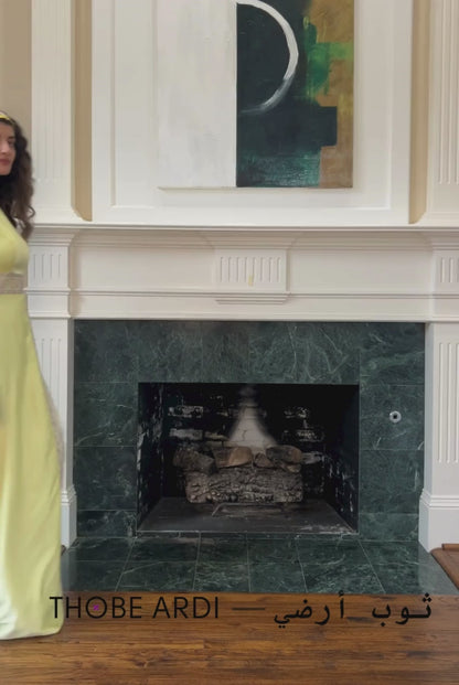 Lemon Tatreez Evening Gown