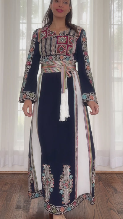 Asymmetric Navy Palestinian Thobe